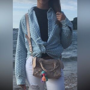 Current Elliot Acid Washed Distressed Shirt M